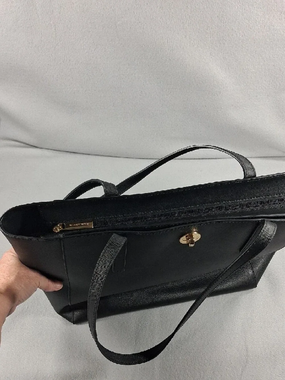 Michael Kors Black Saffiano Tote with Gold Logo - Picture 4 of 11